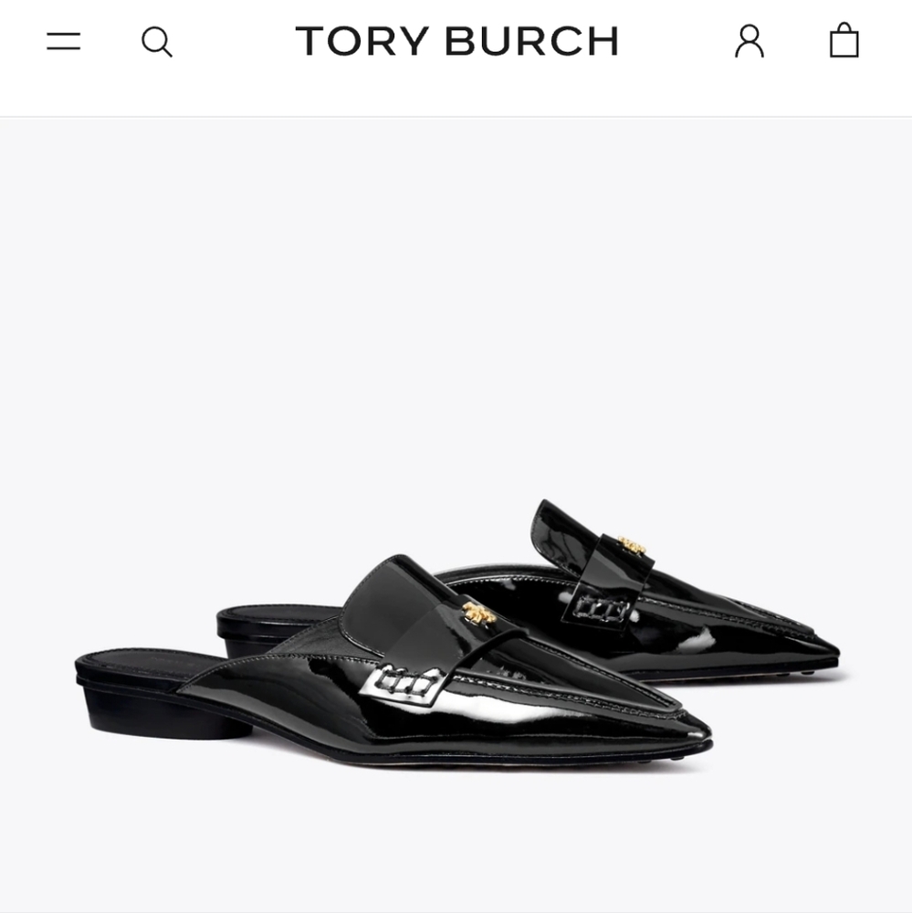 Authentic NIB Tory Burch Patented Leather Black Loafers Women's Size 9